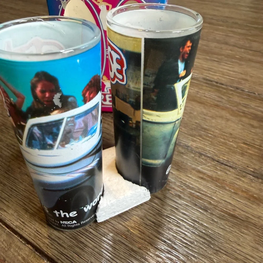 NECA Grease Movie Glassware Set 2002 Paramount Pictures Shot Glass Shooters 2pc